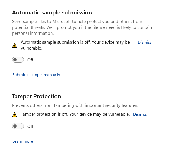 Sample Submission & Tamper Protection